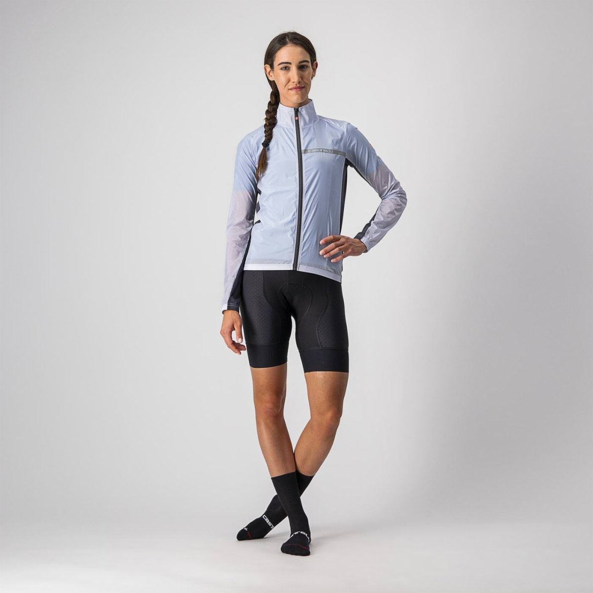 CASTELLI SQUADRA STRETCH WOMENS JACKET SILVER GRAY/DARK GRAY