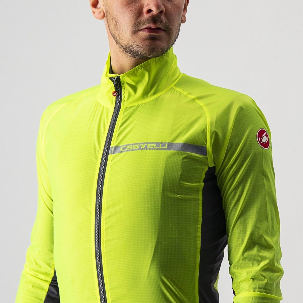 CASTELLI SQUADRA STRETCH JACKET YELLOW FLUO/DARK GREY