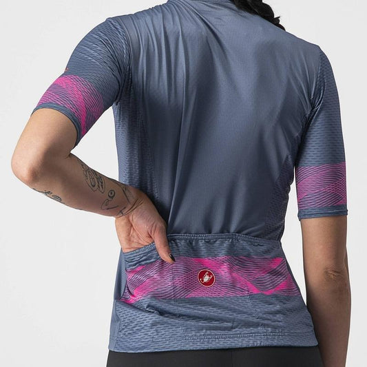 CASTELLI FENICE JERSEY LIGHT STEEL BLUE & PINK FLURO