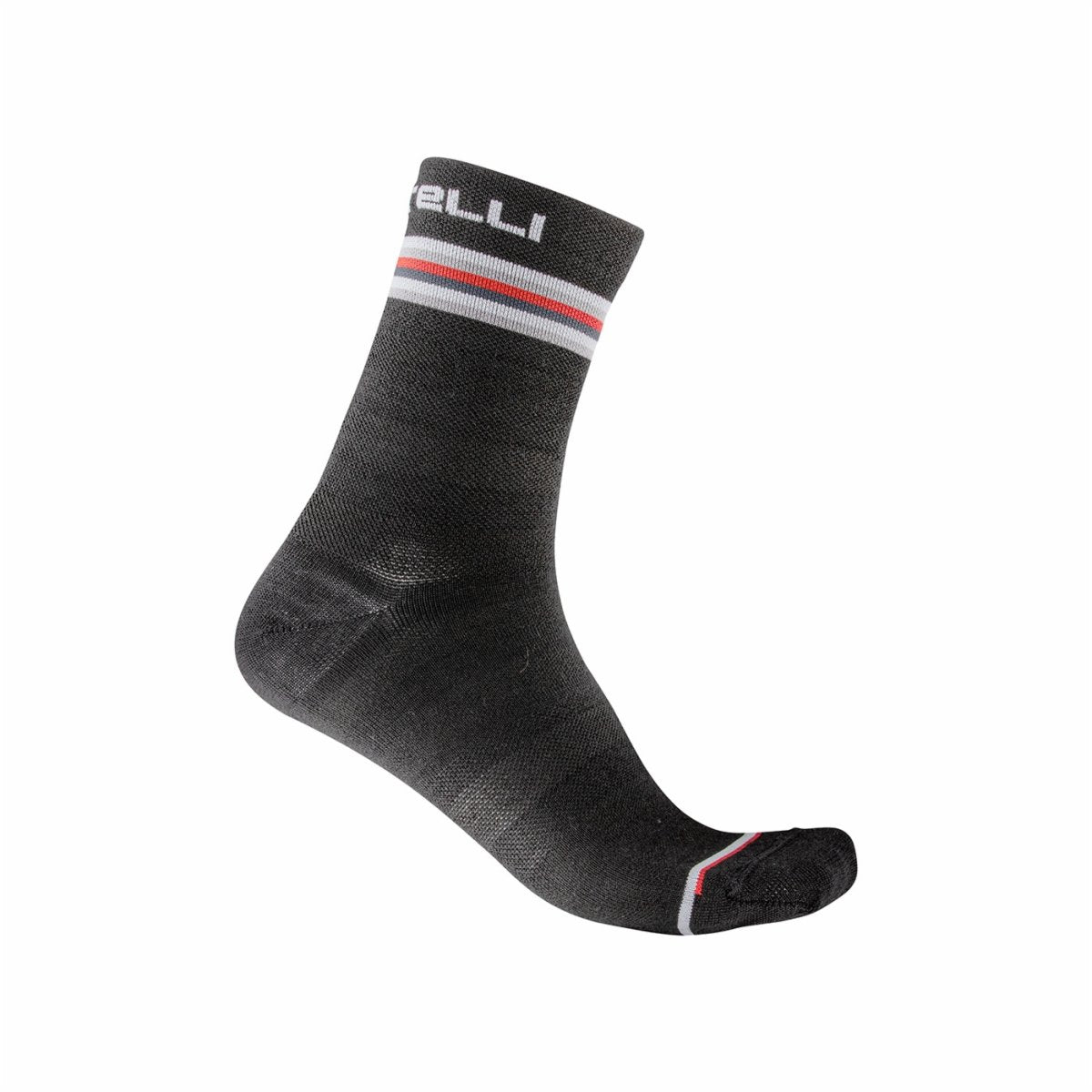 CASTELLI GO WOMENS 15 SOCK DARK GRAY/WHITE-RED