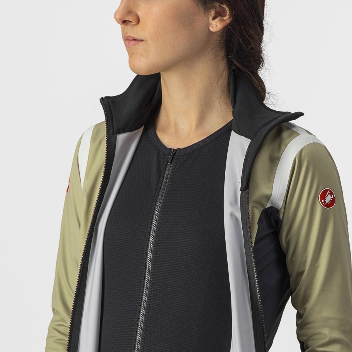 CASTELLI ALPHA RoS 2 WOMENS LIGHT JACKET GREEN TEA/DARK GRAY-WHITE