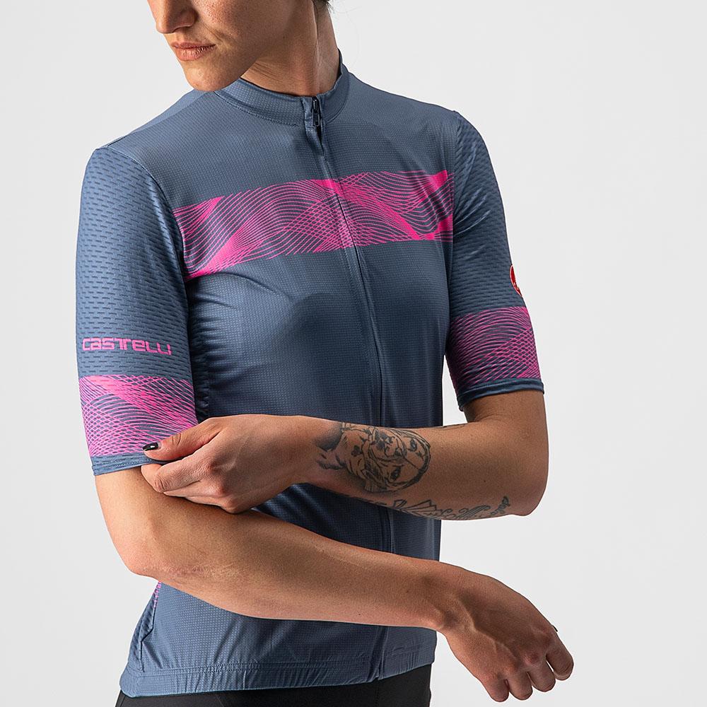 CASTELLI FENICE JERSEY LIGHT STEEL BLUE & PINK FLURO