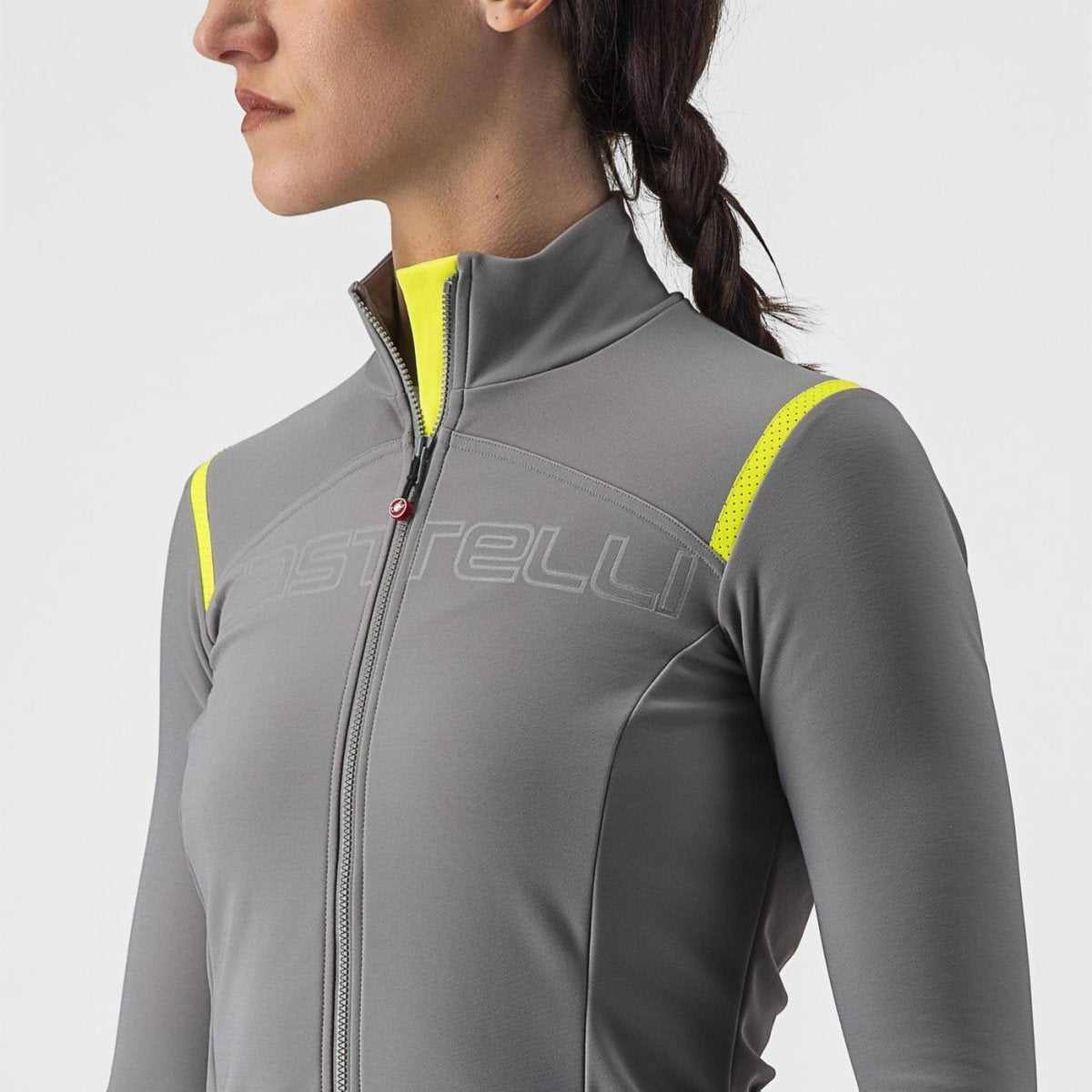 CASTELLI TUTTO NANO RoS WOMENS JERSEY NICKEL GRAY/YELLOW FLUO ***SMALL ONLY***