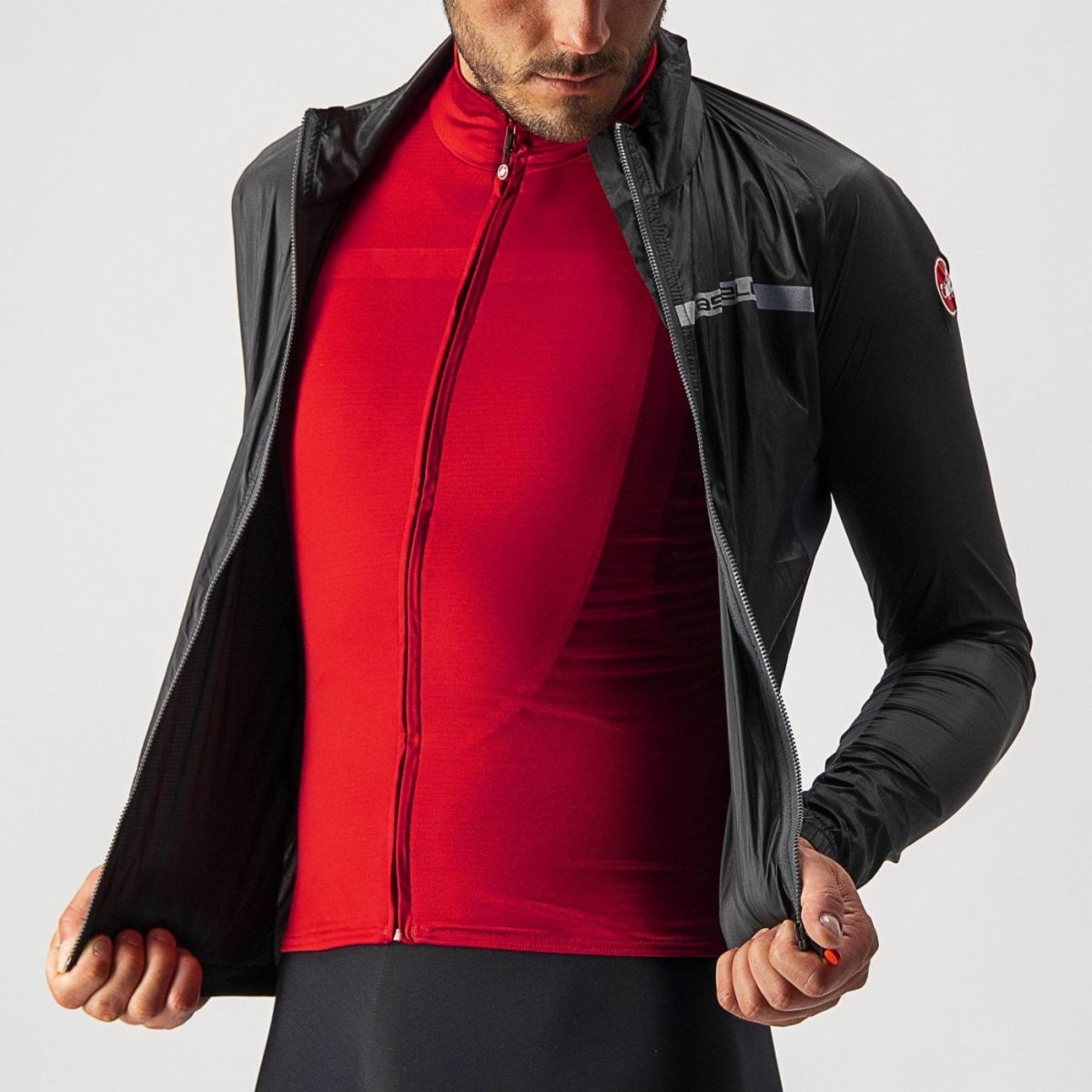 CASTELLI SQUADRA STRETCH JACKET LIGHT BLACK/DARK GRAY