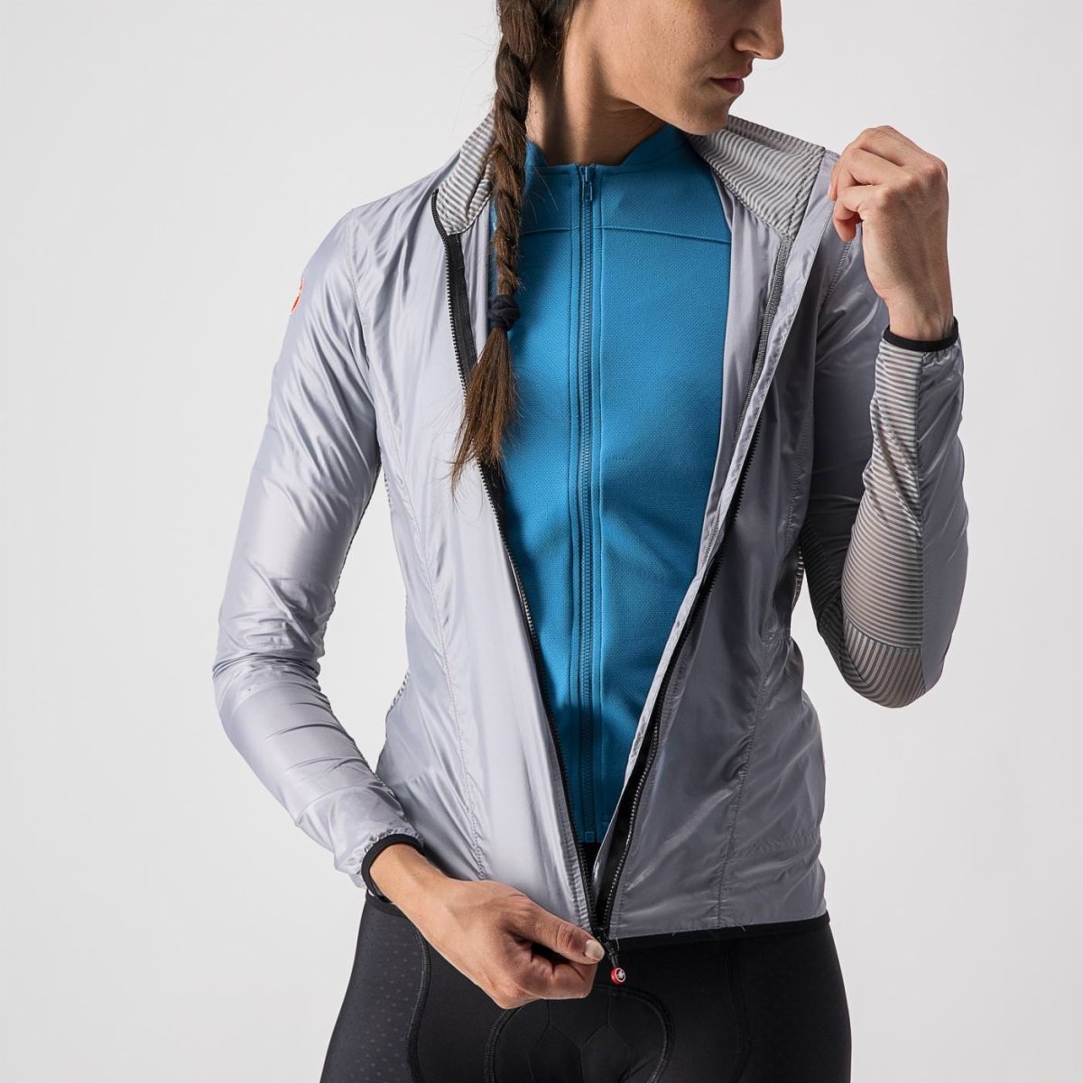 CASTELLI ARIA SHELL W JACKET SILVER GRAY
