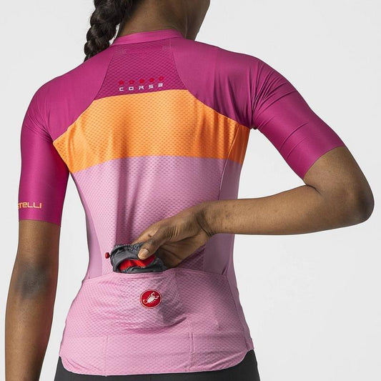CASTELLI AERO PRO WOMENS JERSEY PINK & CORAL FLASH-MAGENTA