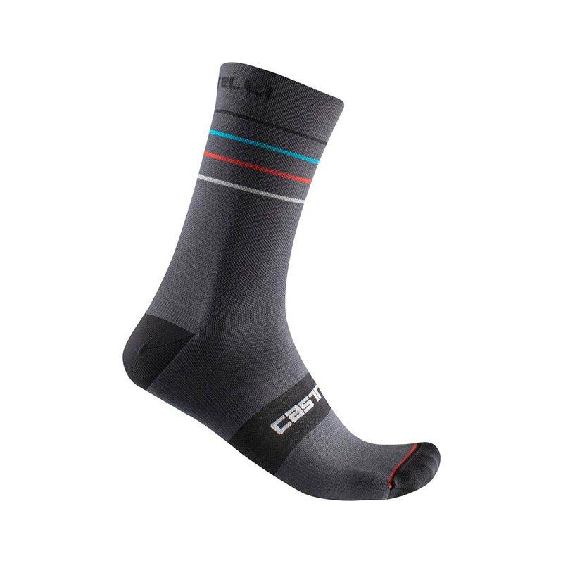 CASTELLI ENDURANCE 15 SOCK DARK GREY/SKY BLUE-RED