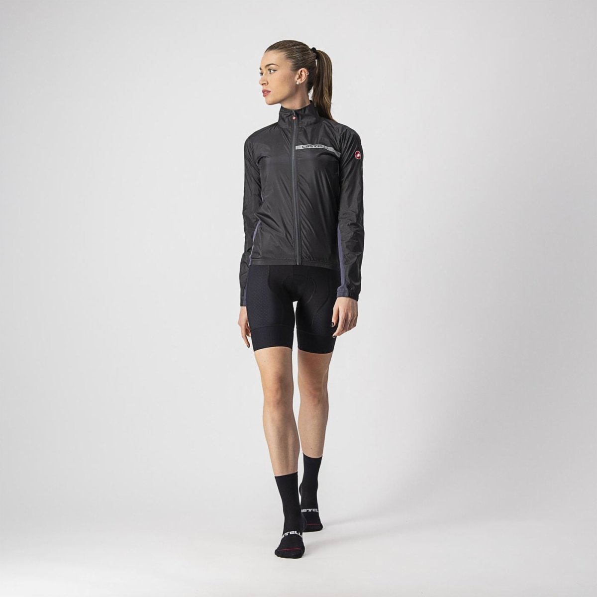 CASTELLI SQUADRA STRETCH WOMENS JACKET LIGHT BLACK/DARK GRAY