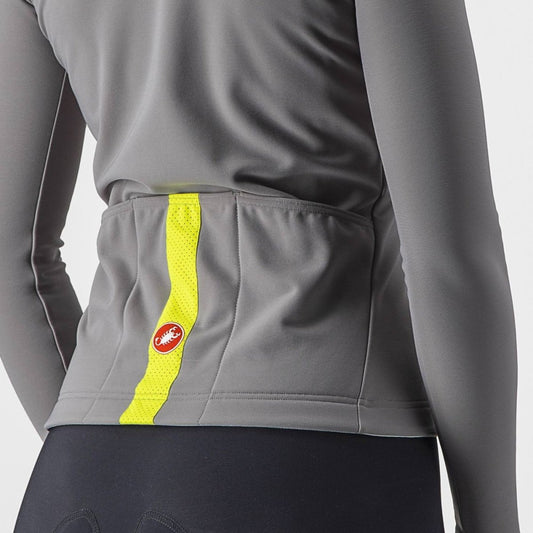 CASTELLI TUTTO NANO RoS WOMENS JERSEY NICKEL GRAY/YELLOW FLUO ***SMALL ONLY***