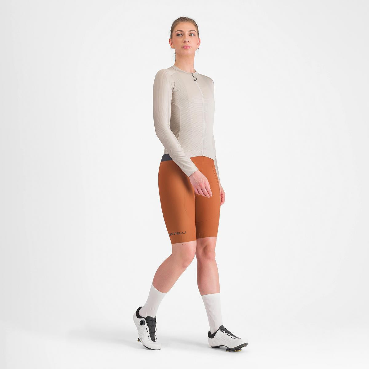CASTELLI ESPRESSO W LONG SLEEVE JERSEY SILVER MOON/DARK GRAY