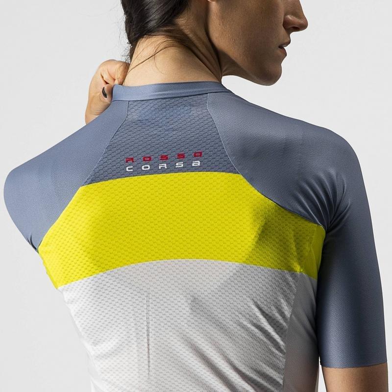 CASTELLI AERO PRO WOMENS JERSEY SILVER GREY & SULPHUR-LIGHT STEEL