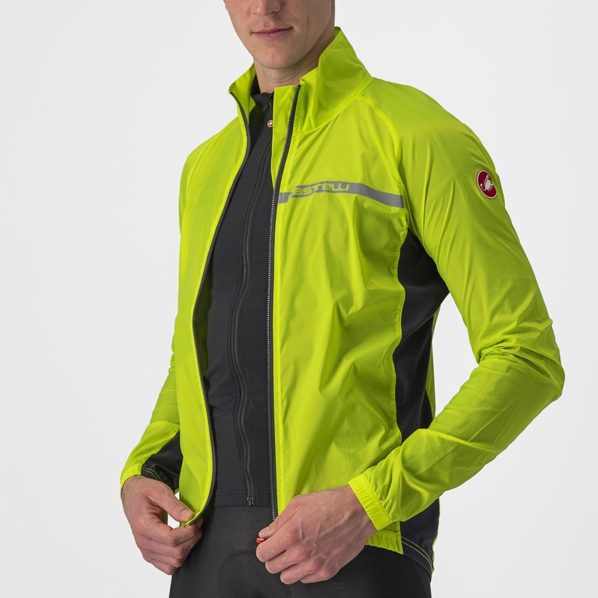 CASTELLI SQUADRA STRETCH JACKET ELECTRIC LIME/DARK GRAY