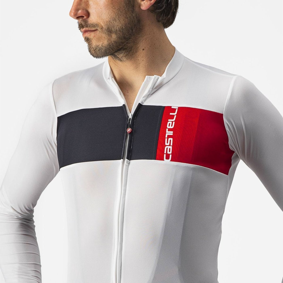 CASTELLI PROLOGO 7 LONG SLEEVE JERSEY IVORY/LIGHT BLACK-RED