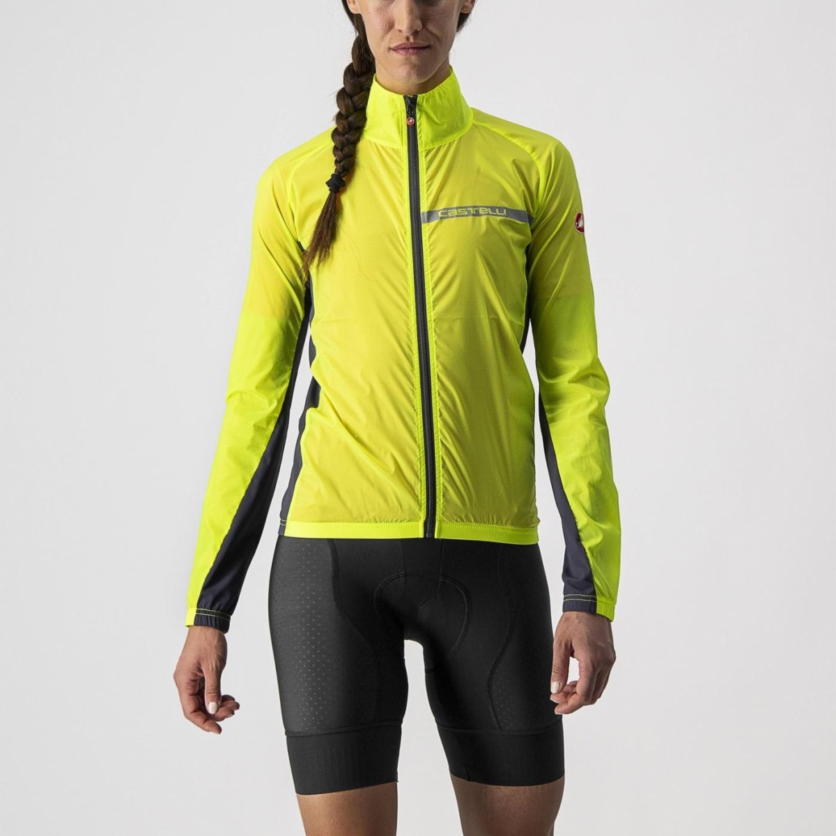 CASTELLI SQUADRA STRETCH WOMENS JACKET YELLOW FLUO/DARK GREY