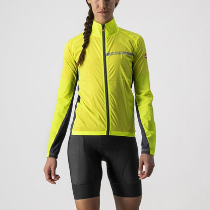 CASTELLI SQUADRA STRETCH WOMENS JACKET YELLOW FLUO/DARK GREY