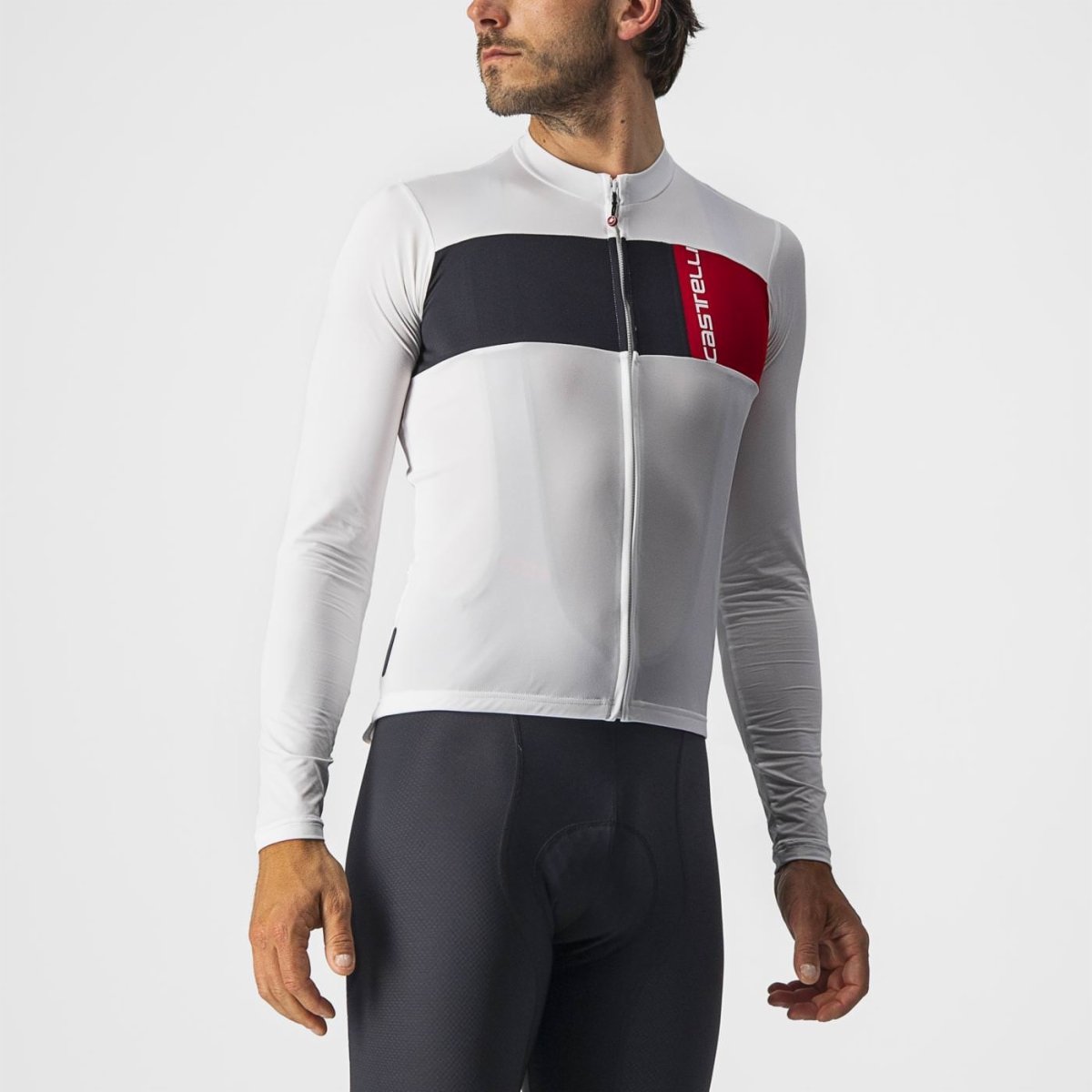 CASTELLI PROLOGO 7 LONG SLEEVE JERSEY IVORY/LIGHT BLACK-RED