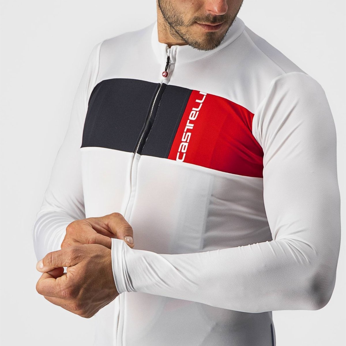 CASTELLI PROLOGO 7 LONG SLEEVE JERSEY IVORY/LIGHT BLACK-RED