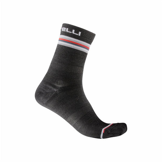 CASTELLI GO WOMENS 15 SOCK DARK GRAY/WHITE-RED