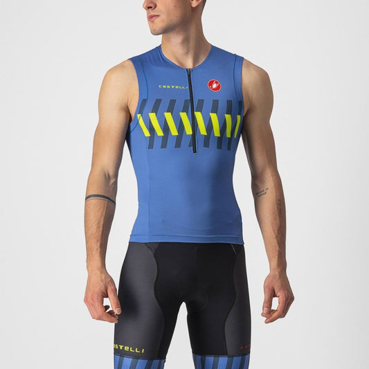 CASTELLI FREE TRI 2 SLEEVELESS TOP COBALT BLUE/ELECTRIC LIME