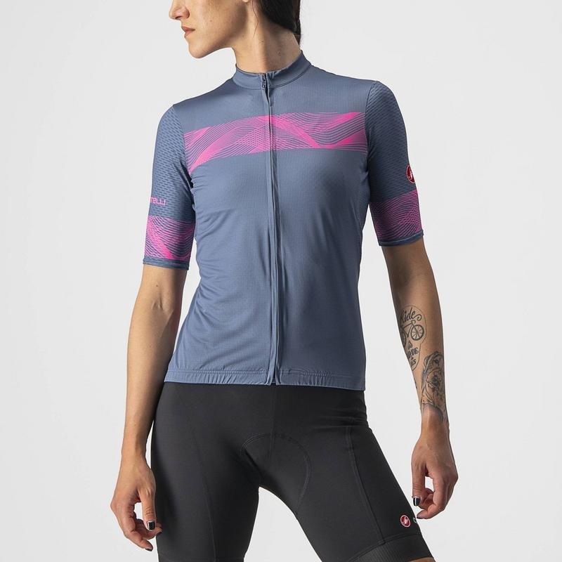 CASTELLI FENICE JERSEY LIGHT STEEL BLUE/PINK FLURO S