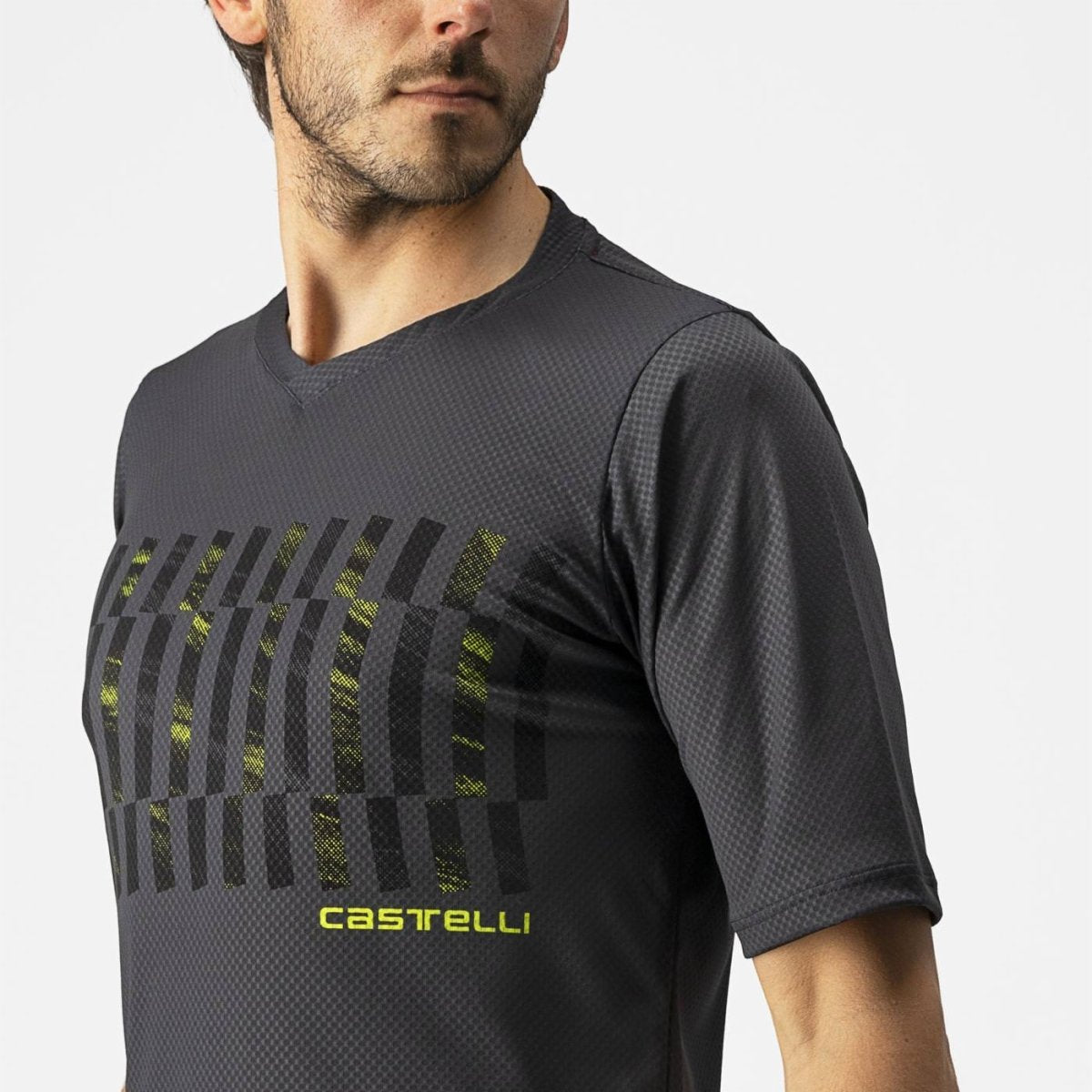 CASTELLI TRAIL TECH TEE DARK GREY/BLACK-ELECTRIC LIME