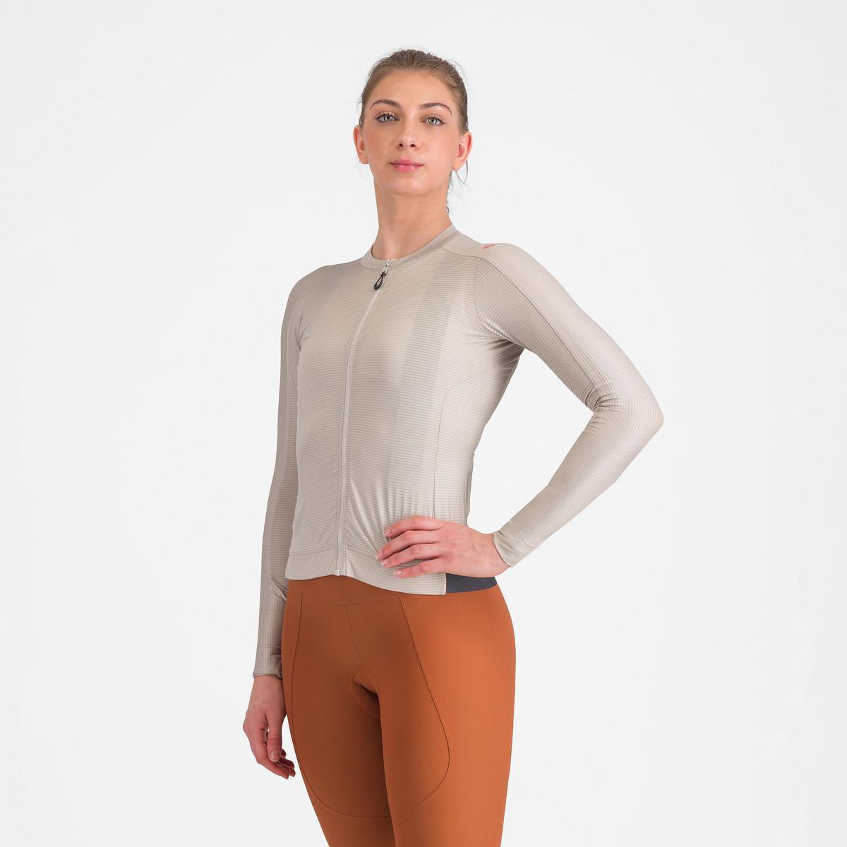 CASTELLI ESPRESSO WOMENS LONG SLEEVE JERSEY SILVER MOON/DARK GRAY
