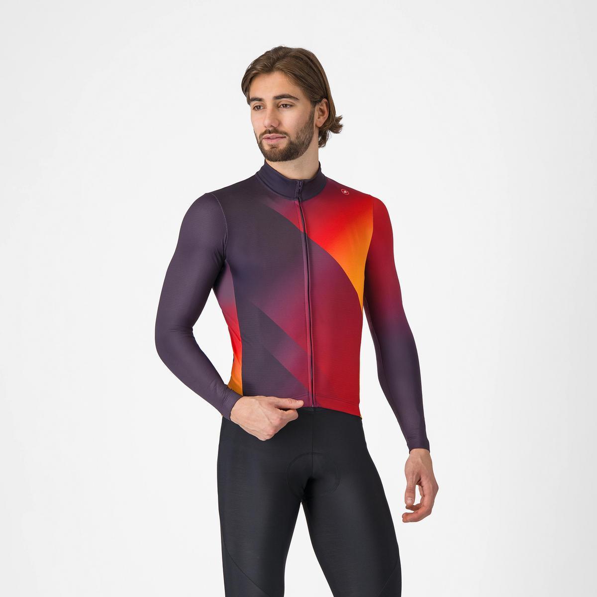 CASTELLI AMPLIFY THERMAL JERSEY DARK NIGHT SHADE/RED-VIVID ORA