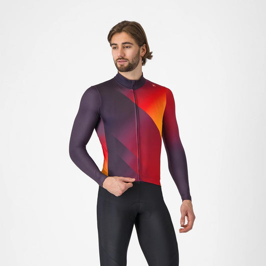 CASTELLI AMPLIFY THERMAL JERSEY DARK NIGHT SHADE/RED-VIVID ORA