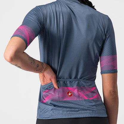 CASTELLI FENICE JERSEY LIGHT STEEL BLUE & PINK FLURO