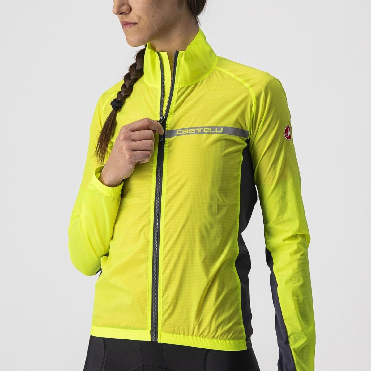 CASTELLI SQUADRA STRETCH WOMENS JACKET YELLOW FLUO/DARK GREY