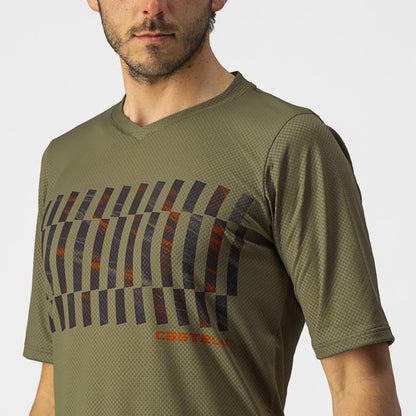 CASTELLI TRAIL TECH TEE OLIVE GREEN/DARK GREY-ORANGE