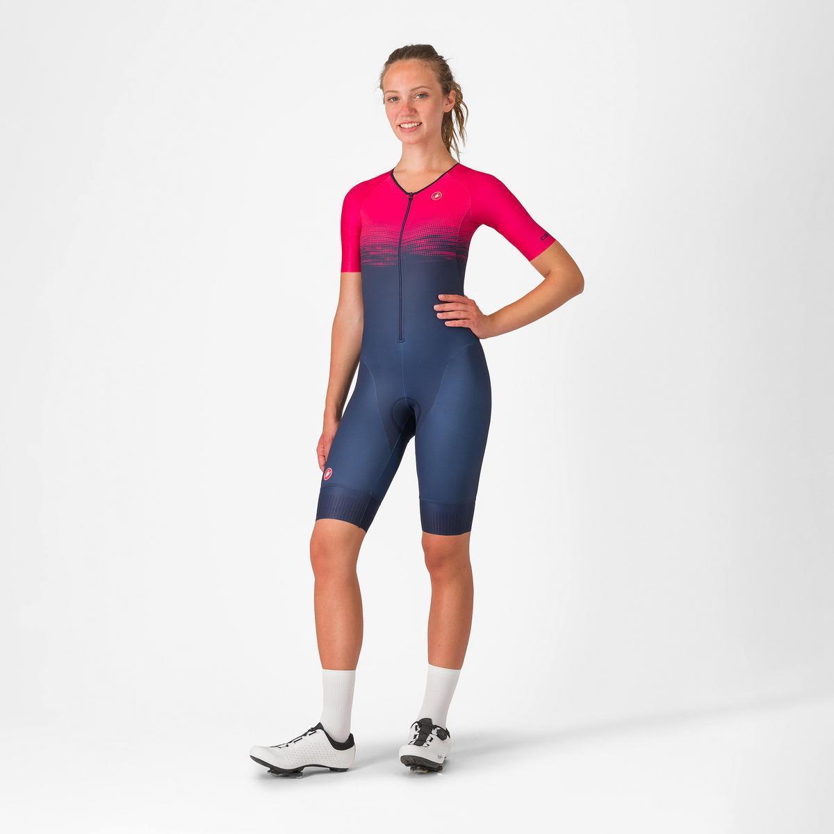 CASTELLI CORE TRI WOMENS SUIT SHORT SLEEVE BELGIAN BLUE/BRIGHT ROSE