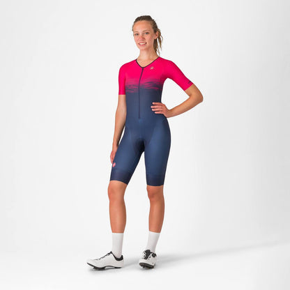 CASTELLI CORE TRI WOMENS SUIT SHORT SLEEVE BELGIAN BLUE/BRIGHT ROSE
