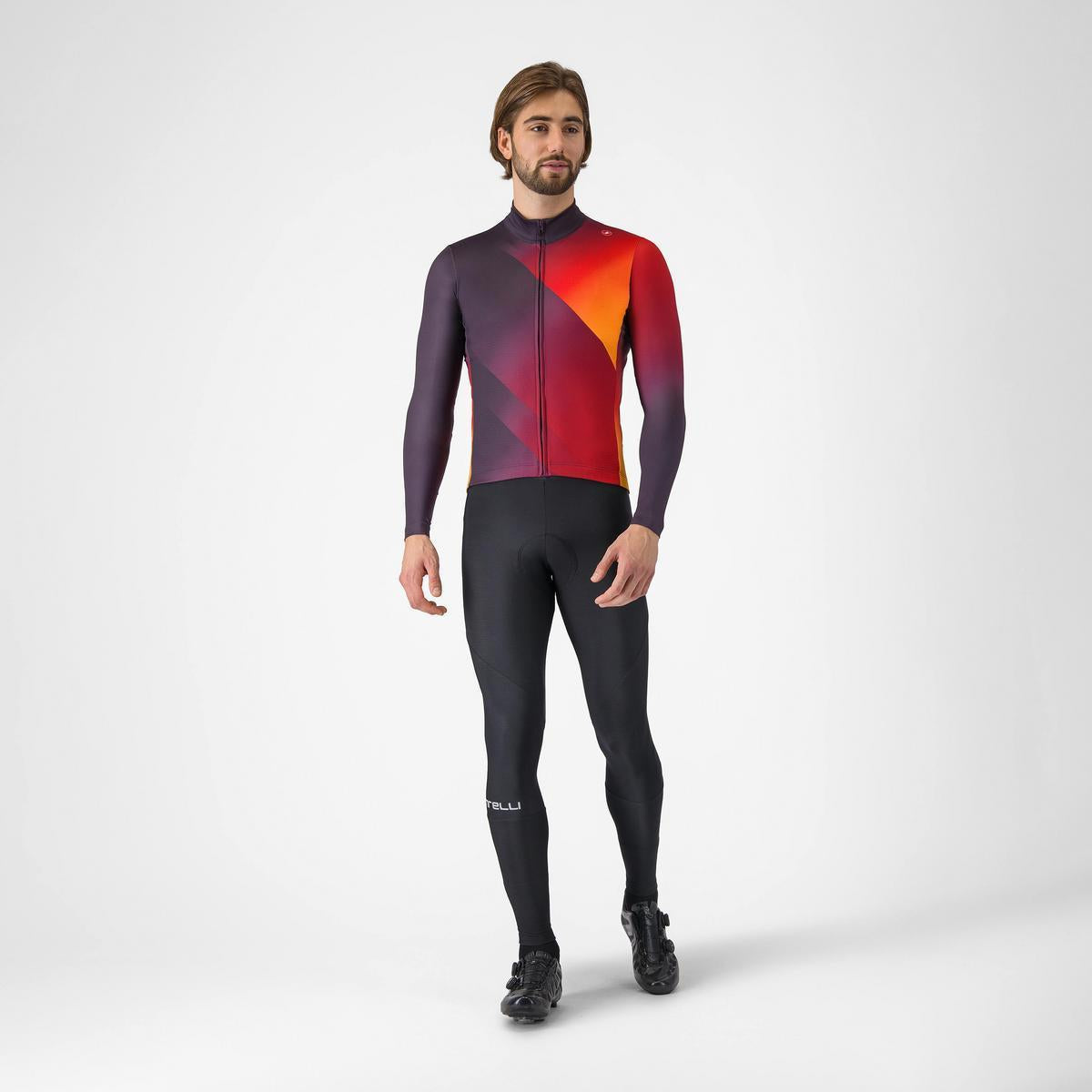 CASTELLI AMPLIFY THERMAL JERSEY DARK NIGHT SHADE/RED-VIVID ORA