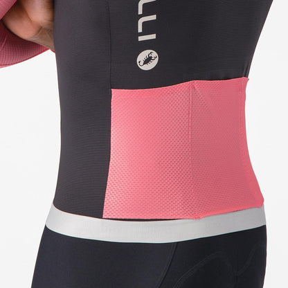 CASTELLI CORRETTO LS JERSEY BLACK/ROSA GIRO-SILVER MOON