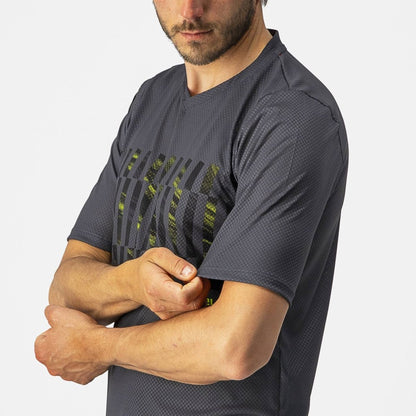 CASTELLI TRAIL TECH TEE DARK GREY/BLACK-ELECTRIC LIME