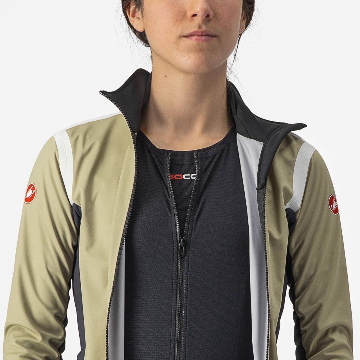 CASTELLI ALPHA RoS 2 WOMENS LIGHT JACKET GREEN TEA/DARK GRAY-WHITE