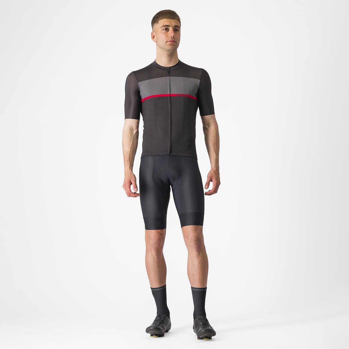 CASTELLI TRADIZIONE JERSEY LIGHT BLACK/DARK GRAY-RED