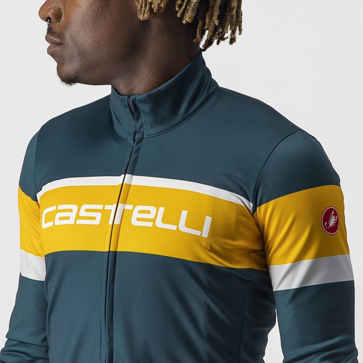 CASTELLI PASSISTA JERSEY DEEP TEAL/GOLDENROD-SILVER GRAY