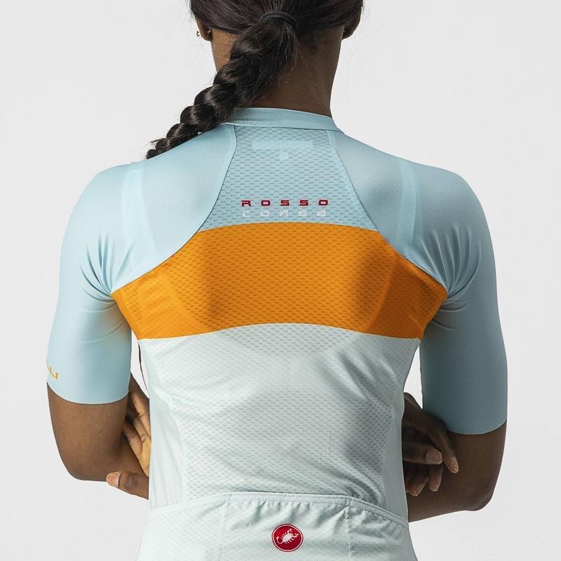 CASTELLI AERO PRO WOMENS JERSEY LIGHT ACQUA & POP ORANGE-SKYLIGHT