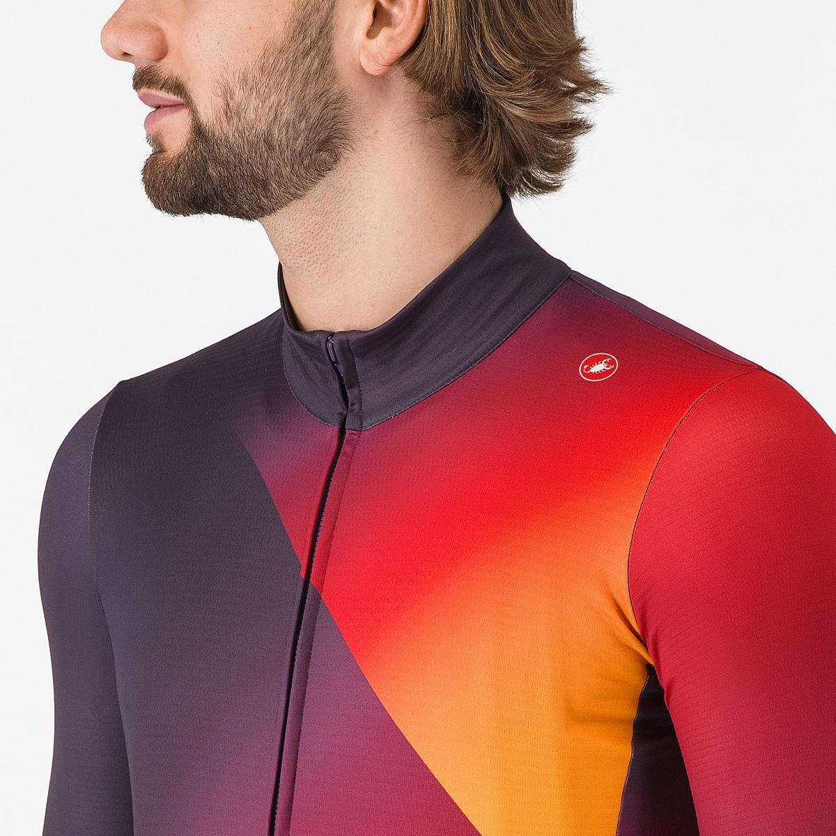 CASTELLI AMPLIFY THERMAL JERSEY DARK NIGHT SHADE/RED-VIVID ORA