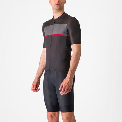 CASTELLI TRADIZIONE JERSEY LIGHT BLACK/DARK GRAY-RED