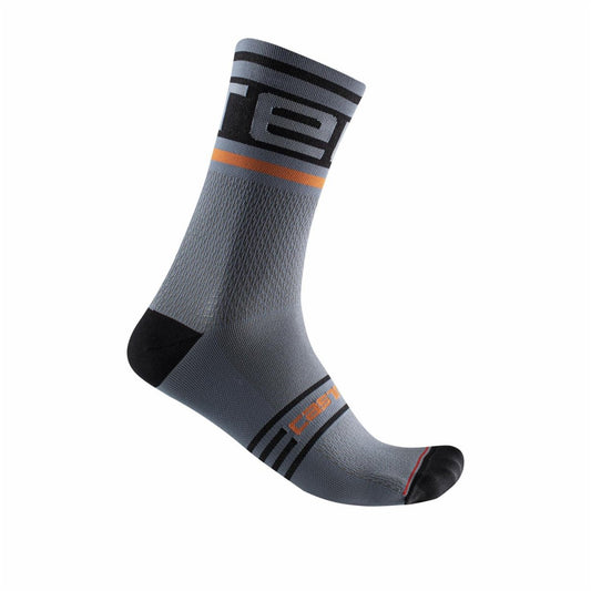 CASTELLI PROLOGO 15 SOCK LIGHT STEEL BLUE/POP ORANGE