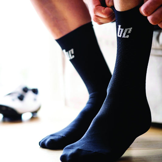 BONT PRO SOCK BLACK WITH WHITE LOGO