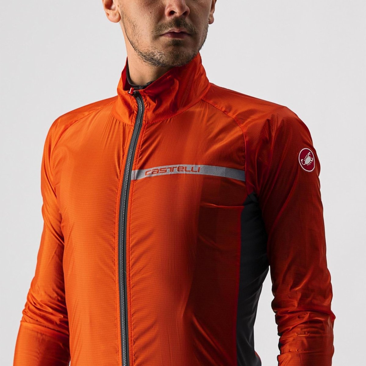 CASTELLI SQUADRA STRETCH JACKET FIERY RED/DARK GREY