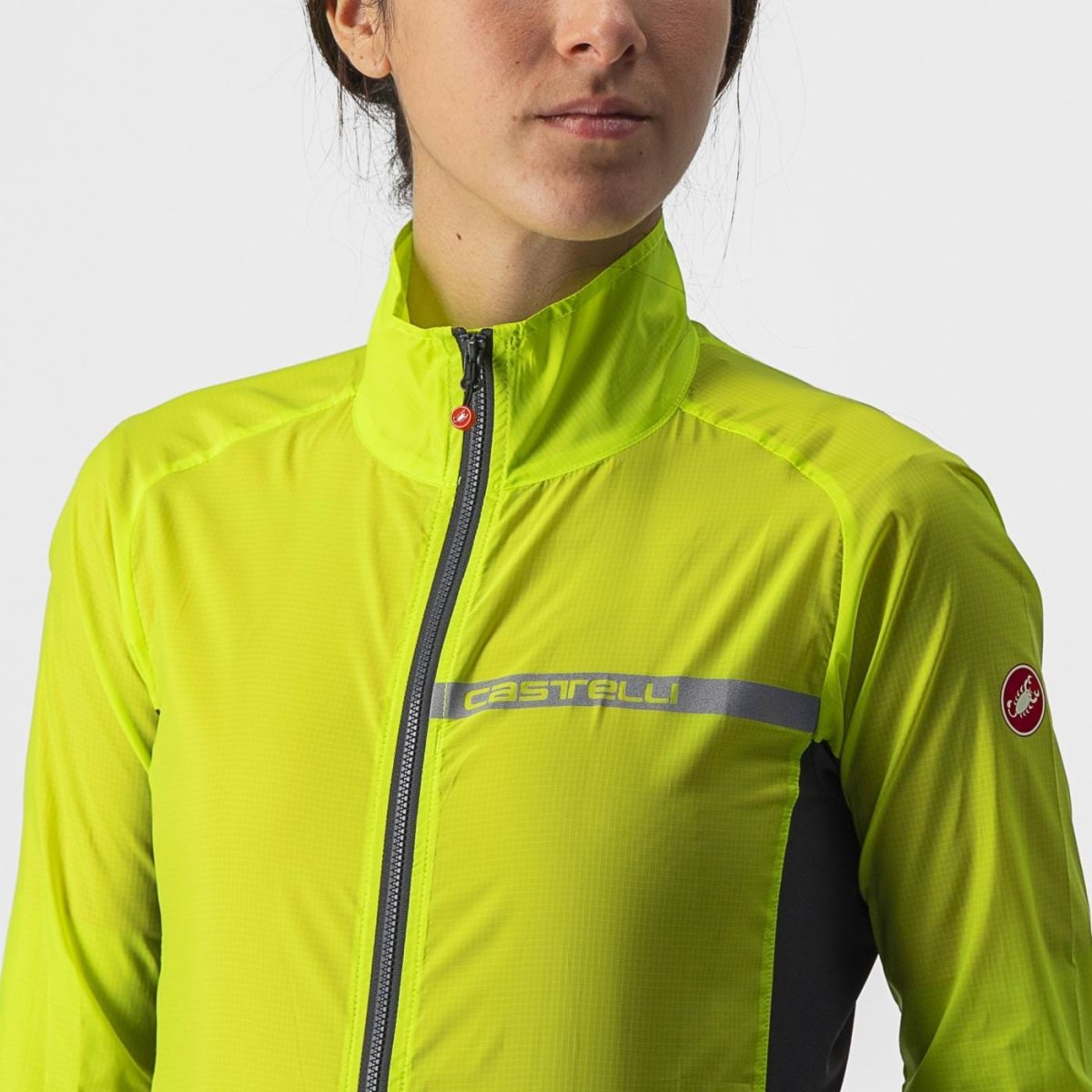 CASTELLI SQUADRA STRETCH WOMENS JACKET ELECTRIC LIME/DARK GRAY