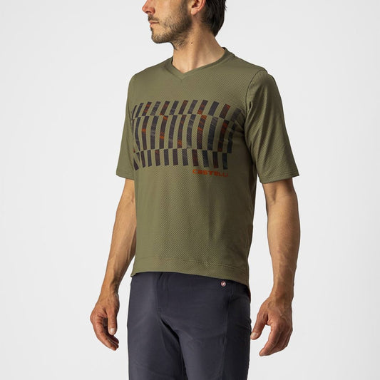 CASTELLI TRAIL TECH TEE OLIVE GREEN/DARK GREY-ORANGE R M S+D