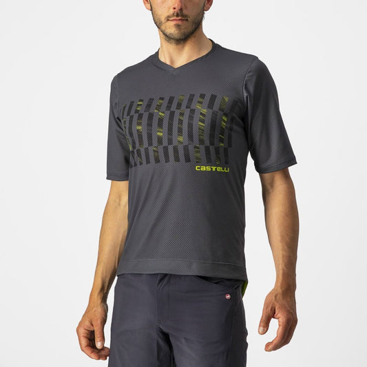 CASTELLI TRAIL TECH TEE DARK GREY/BLACK-ELECTRIC LIME