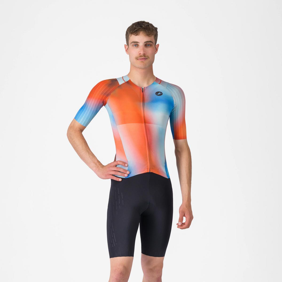 CASTELLI FREE SANREMO 3 SUIT SHORT SLEEVE PAPRIKA/WINTER SKY-BLACK