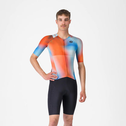 CASTELLI FREE SANREMO 3 SUIT SHORT SLEEVE PAPRIKA/WINTER SKY-BLACK